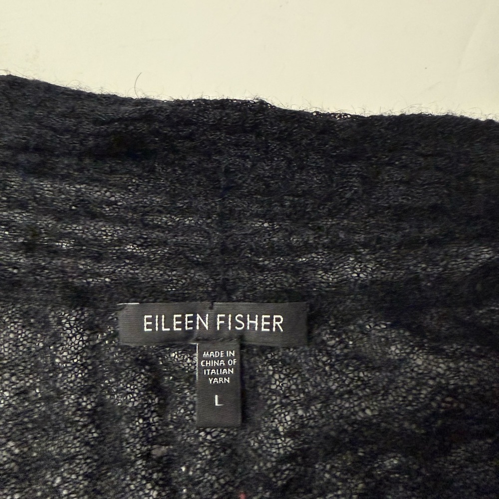 Eileen Fisher Mohair Black Lightweight Open-Front Cardigan Sweater Size Large - Picture 7 of 11